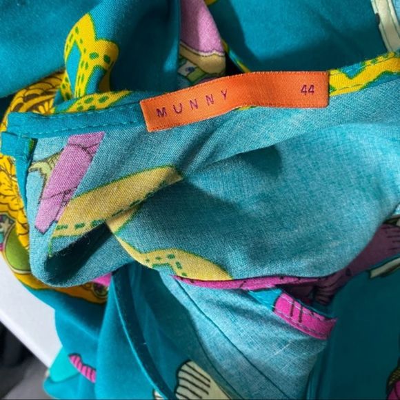 Munny Plus Size 14 Dress Tunic Teal Floral Drop Drawstring Waist Sleeveless - Picture 2 of 8